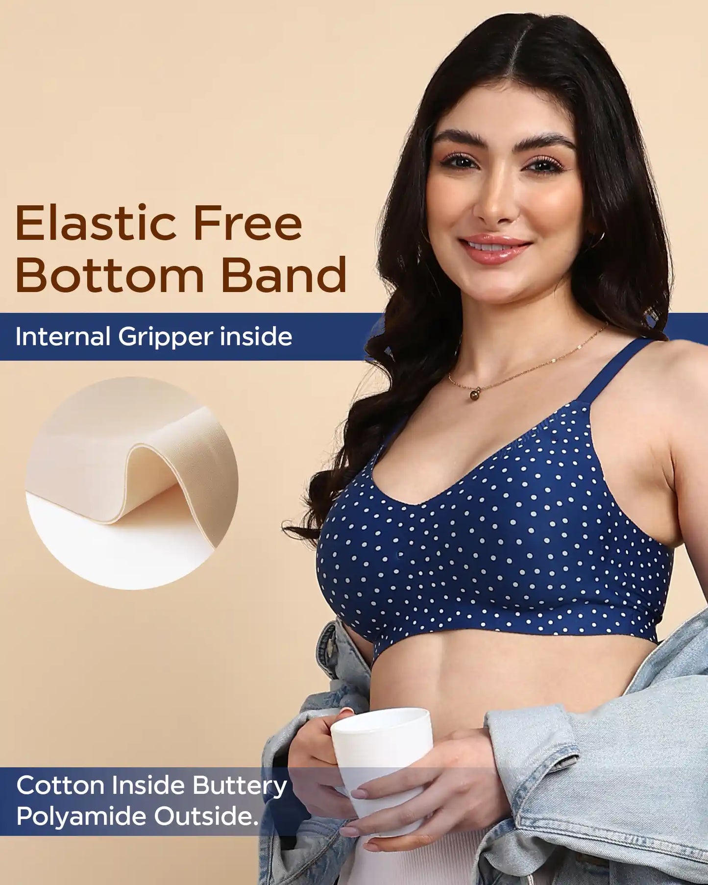 Fit Cotton Feel Printed Bonded Seamless Bra