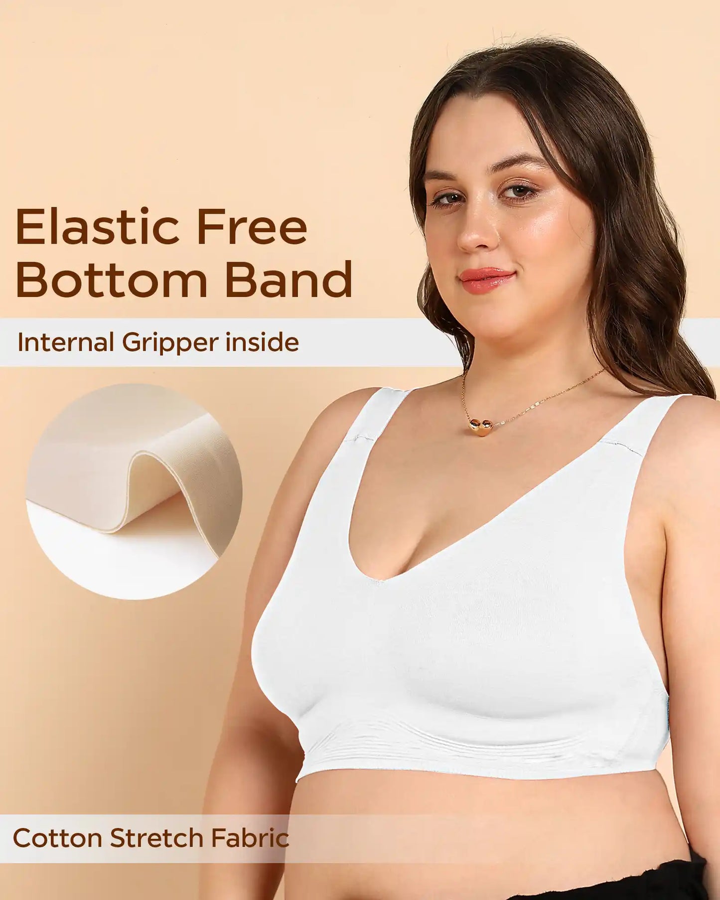 Non-Padded Cotton Spandex Fit Bra (WHITE)