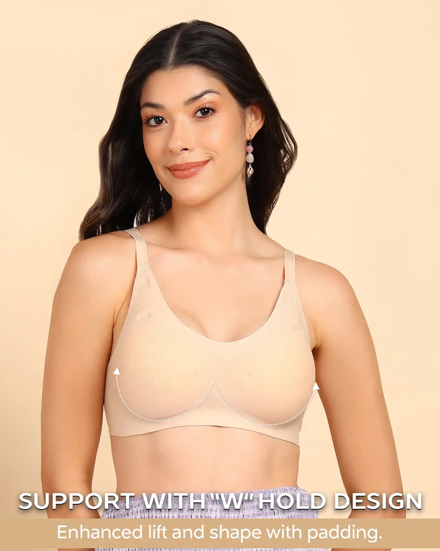 Lightly-Padded Cotton Spandex Fit Bra (SKIN)