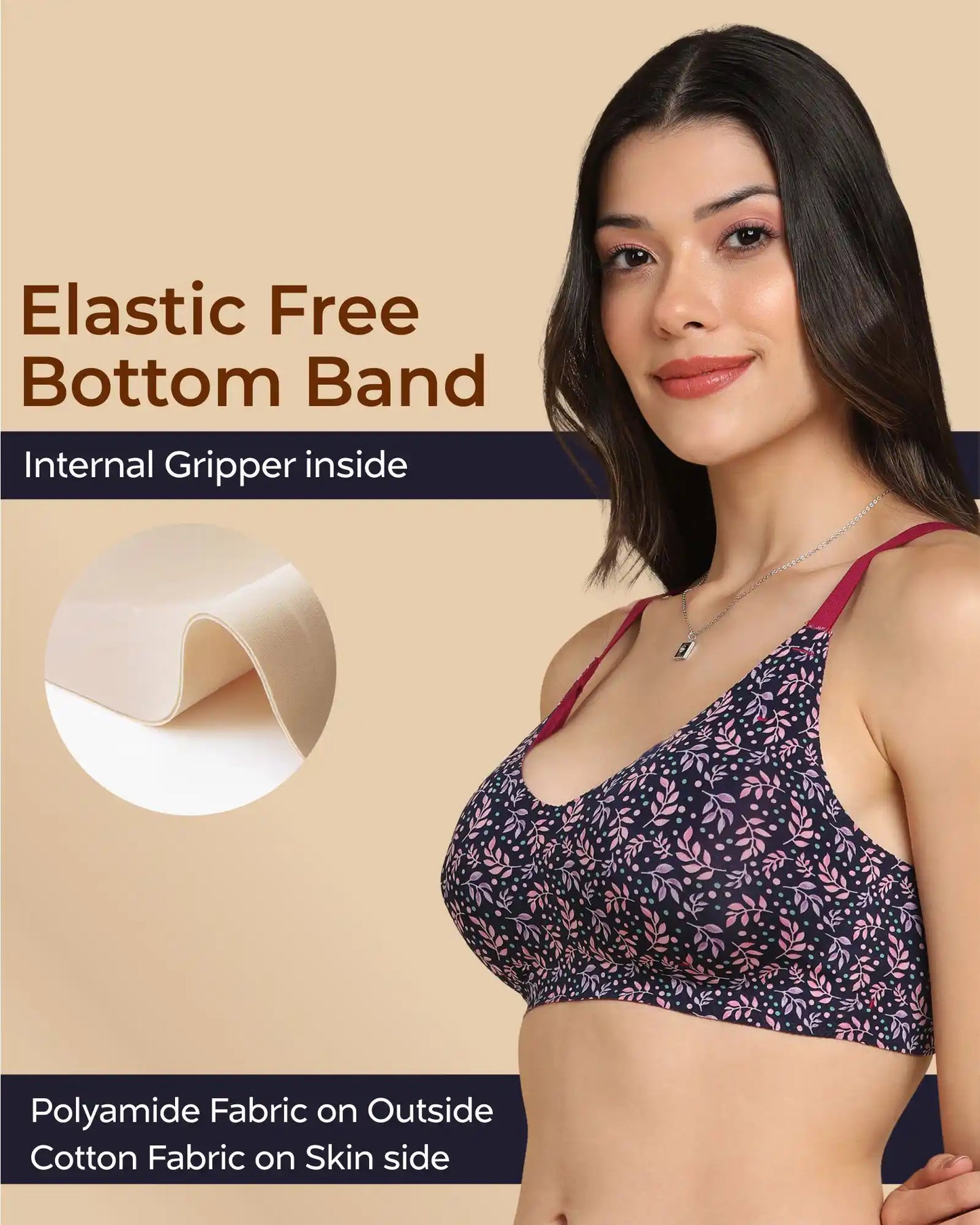 Fit Cotton Feel Printed Bonded Seamless Bra