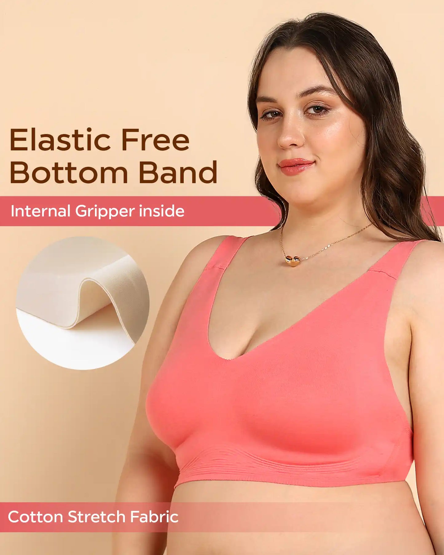 Fit Cotton Fabric Plus-Size Lightly Padded Bra