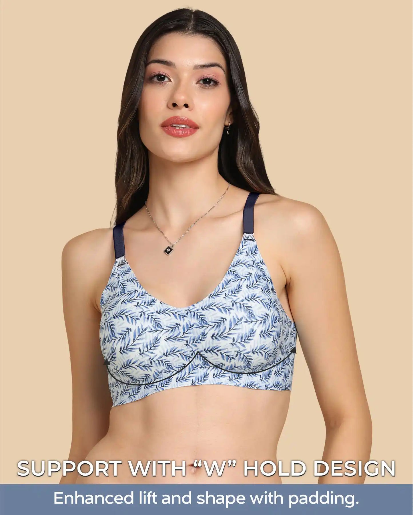 Fit Cotton Feel Printed Bonded Seamless Bra