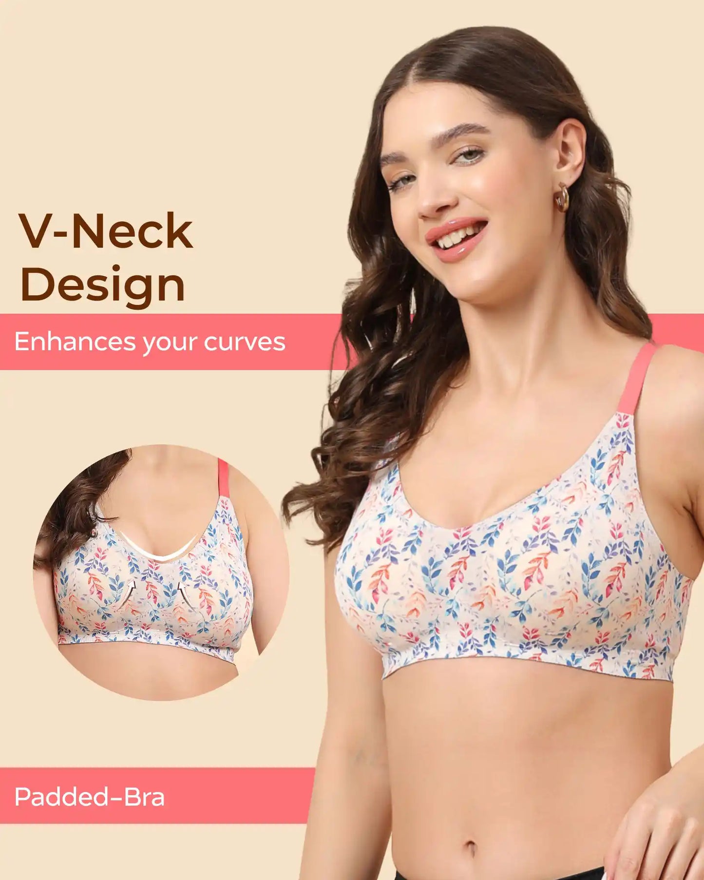 Fit Cotton Feel Printed Bonded Seamless Bra