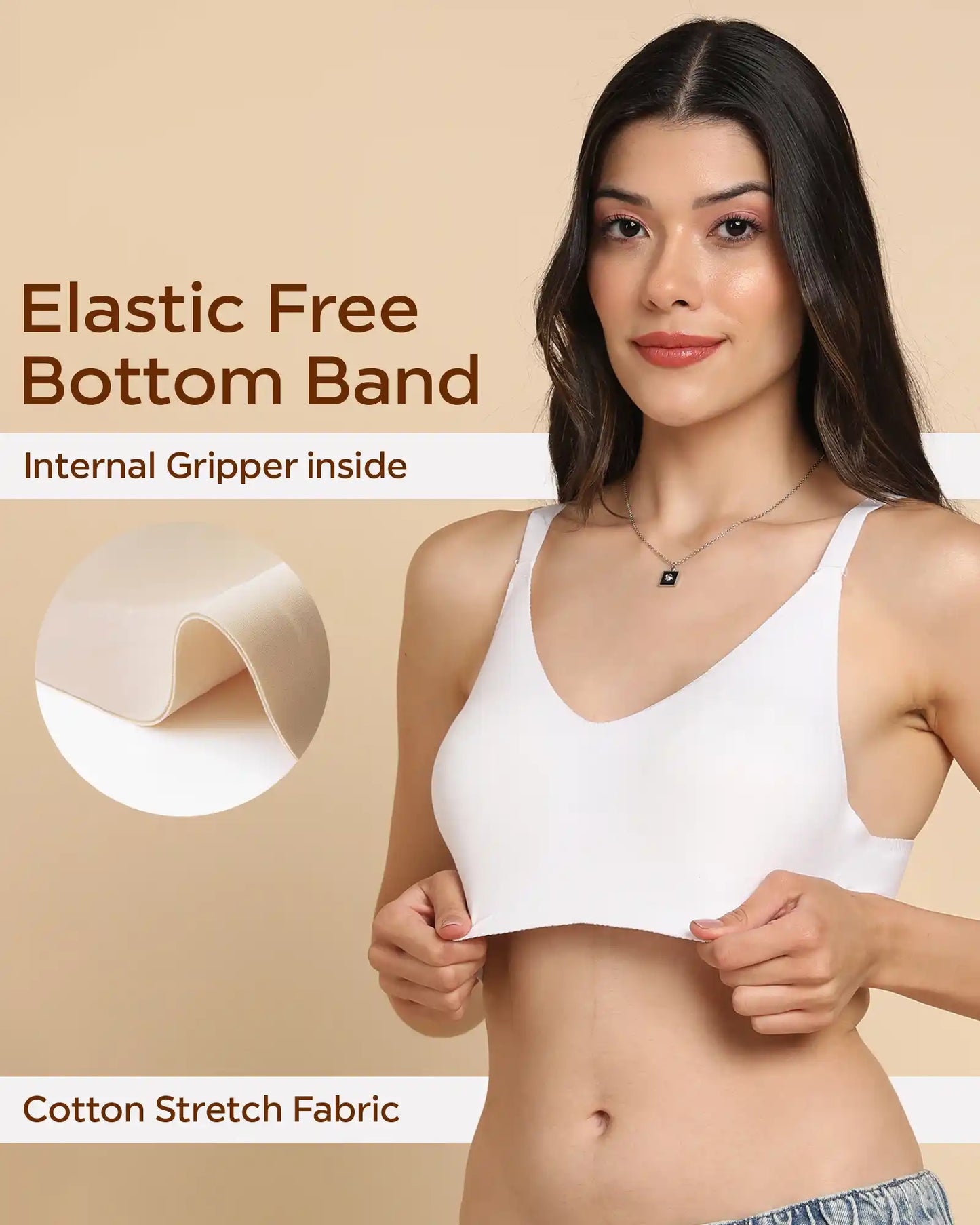 Non-Padded Cotton Spandex Fit Bra (WHITE)
