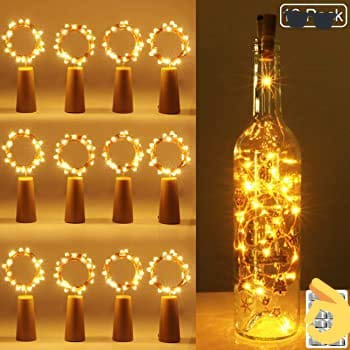 LED Wine Bottle Cork Lights Copper Wire String Lights, 2M Battery Powered Wine Bottle Fairy Lights Bottle (Set of 2)