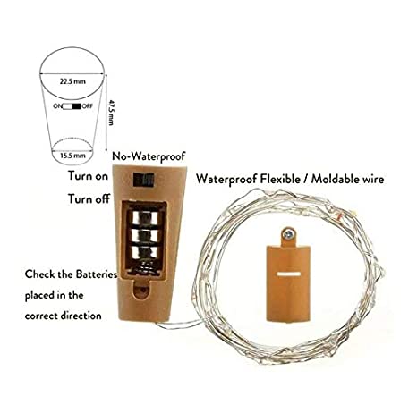 LED Wine Bottle Cork Lights Copper Wire String Lights, 2M Battery Powered Wine Bottle Fairy Lights Bottle (Set of 2)