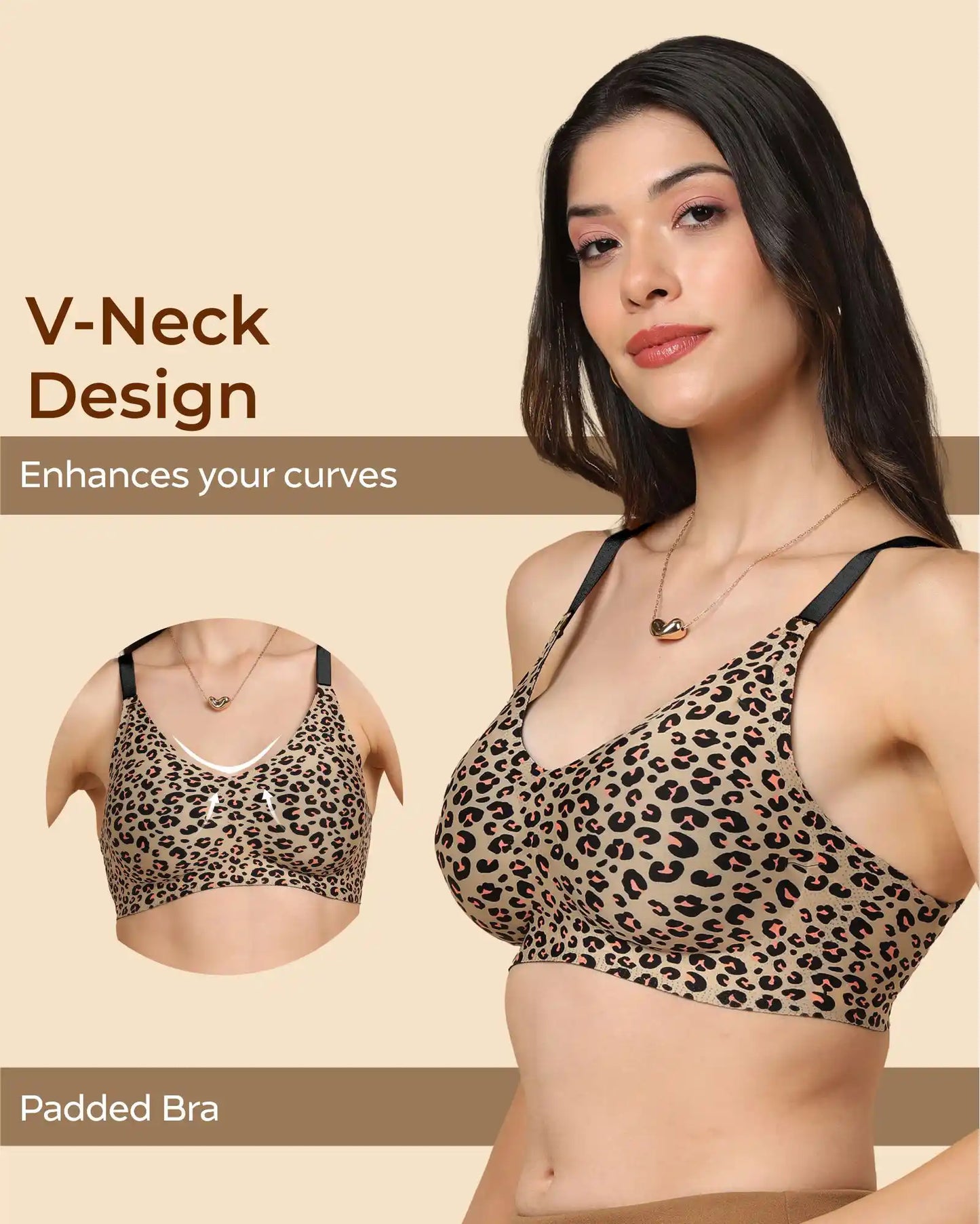 Fit Cotton Feel Printed Bonded Seamless Bra