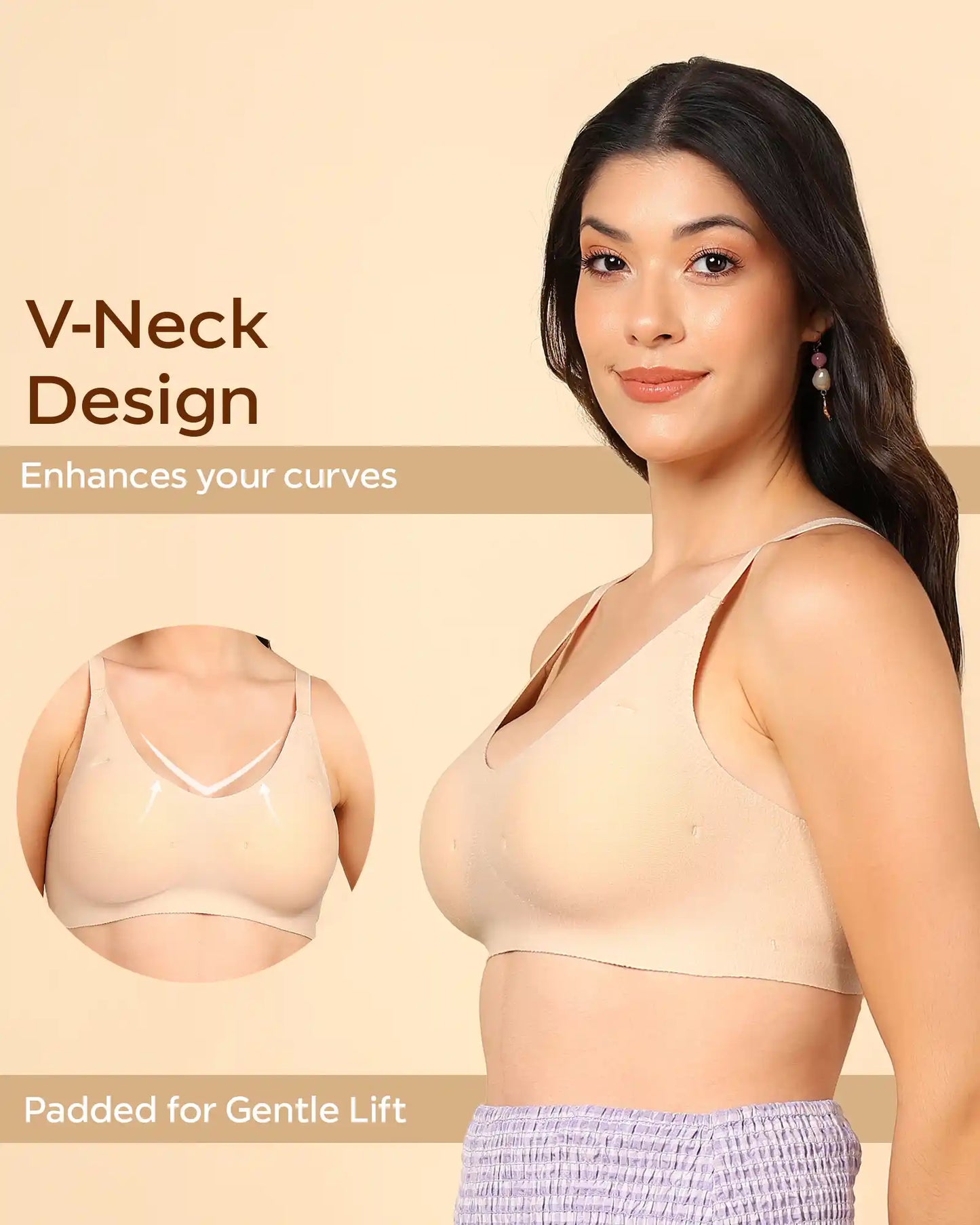 Lightly-Padded Cotton Spandex Fit Bra (SKIN)