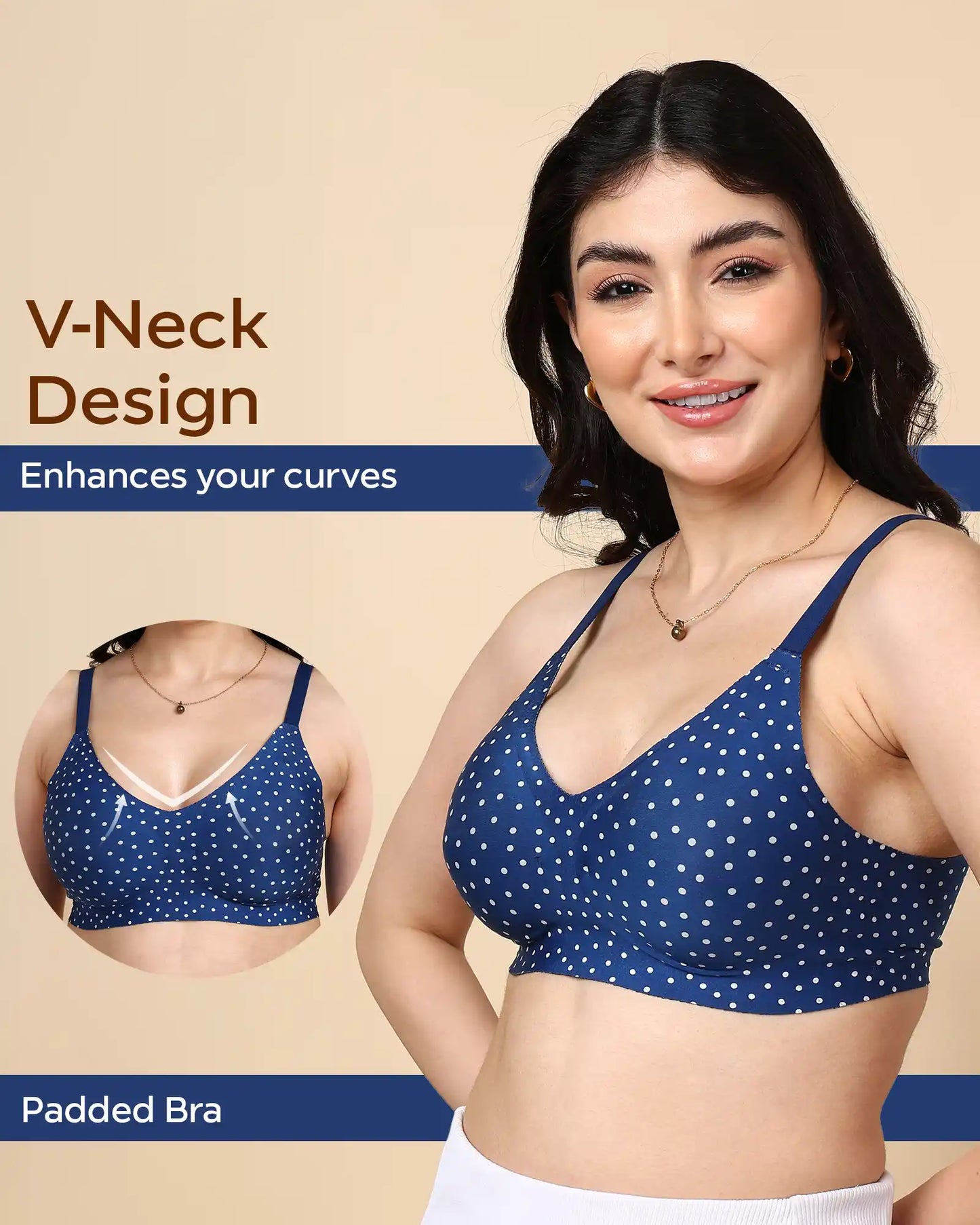 Fit Cotton Feel Printed Bonded Seamless Bra