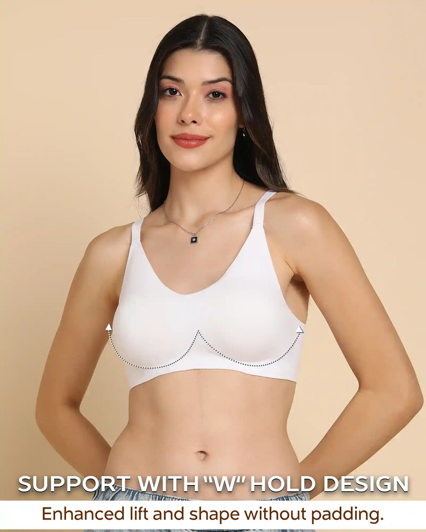 Non-Padded Cotton Spandex Fit Bra (WHITE)