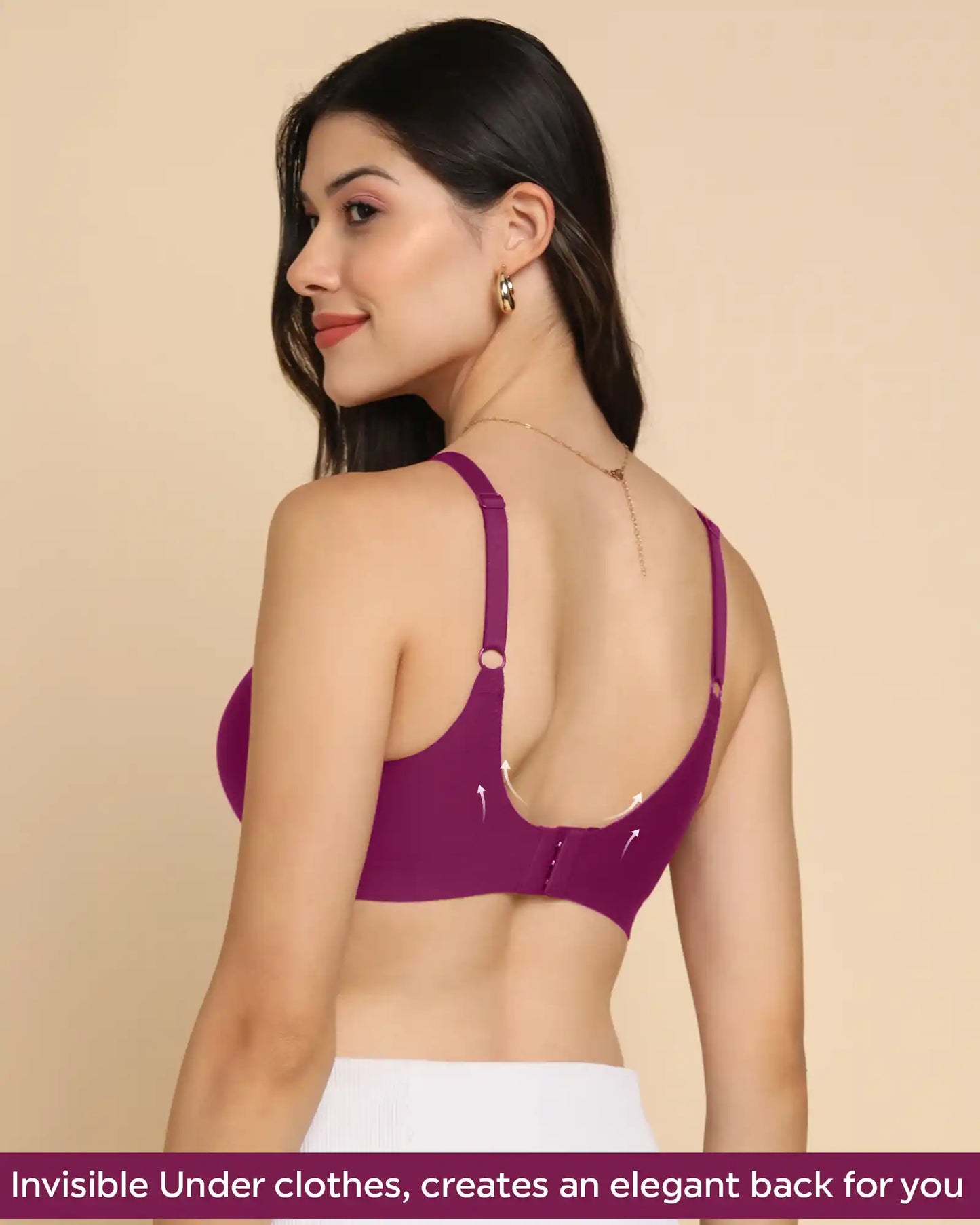 Non-Padded Cotton Spandex Fit Bra (WINE)