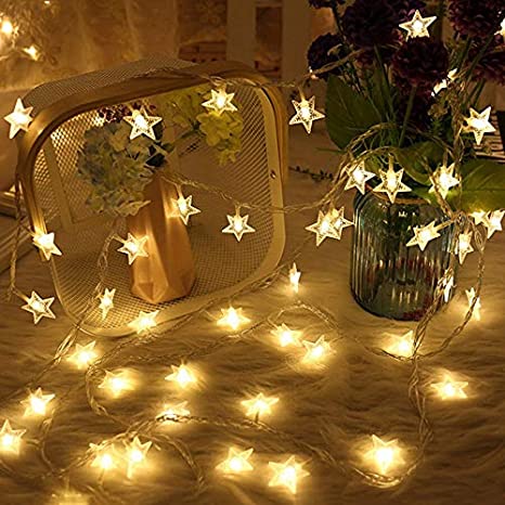 PragAart Decoration Light, 4m/13ft Fairy 20 Led Stars Outdoor/Indoor Rope Warm White Lights for Christmas Tree, Diwali, Wedding, Birthday Party, Baby's Bedroom
