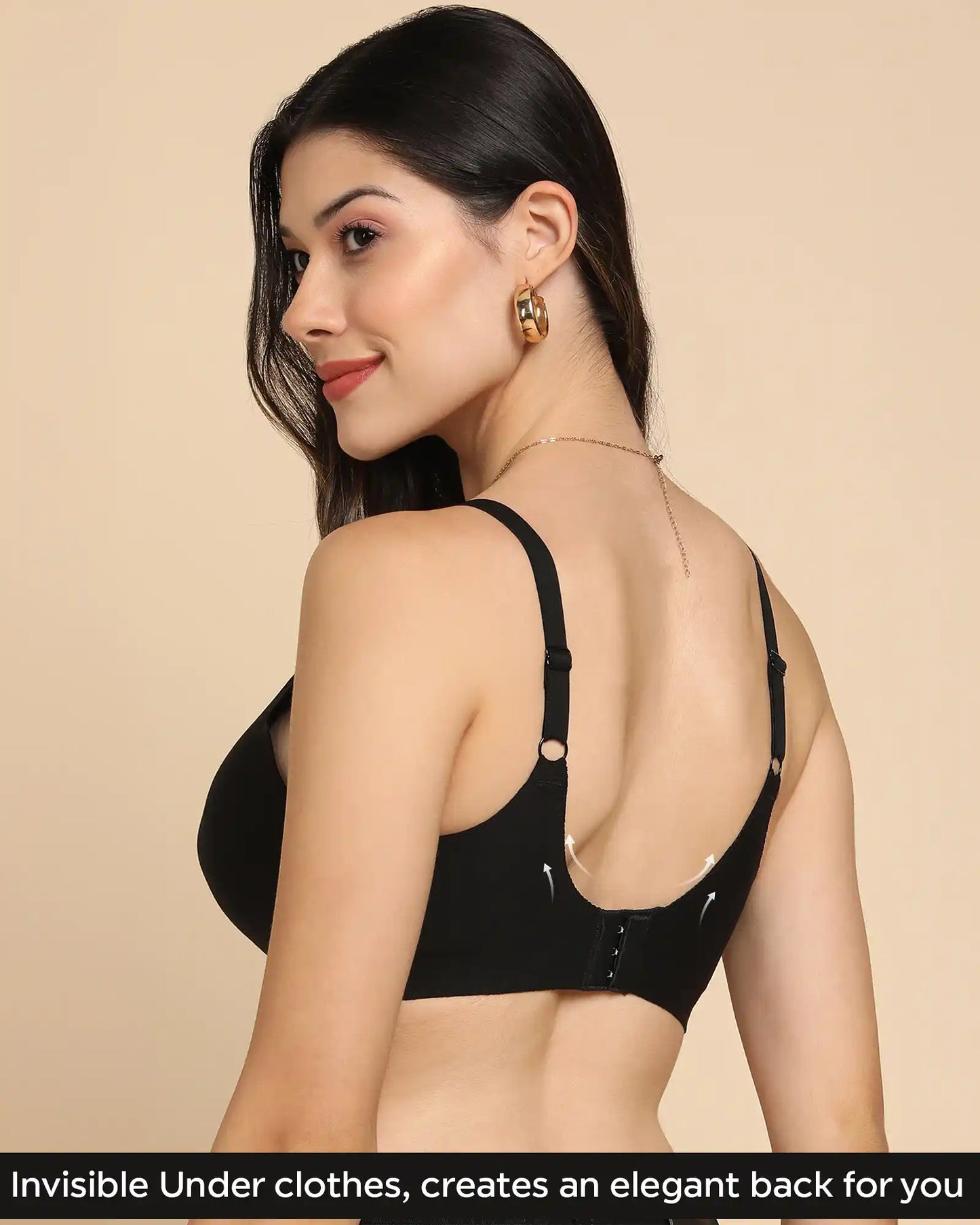 Lightly-Padded Cotton Spandex Fit Bra  (BLACK)