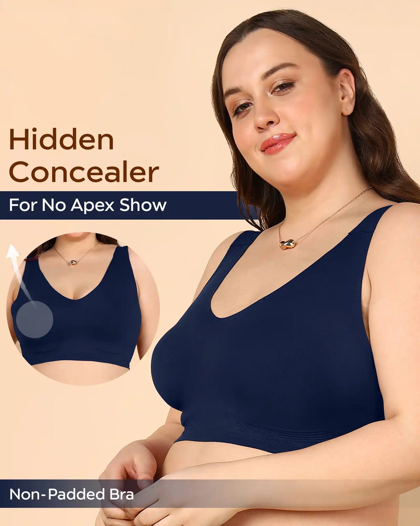 Non-Padded Cotton Spandex Fit Bra (NAVY)