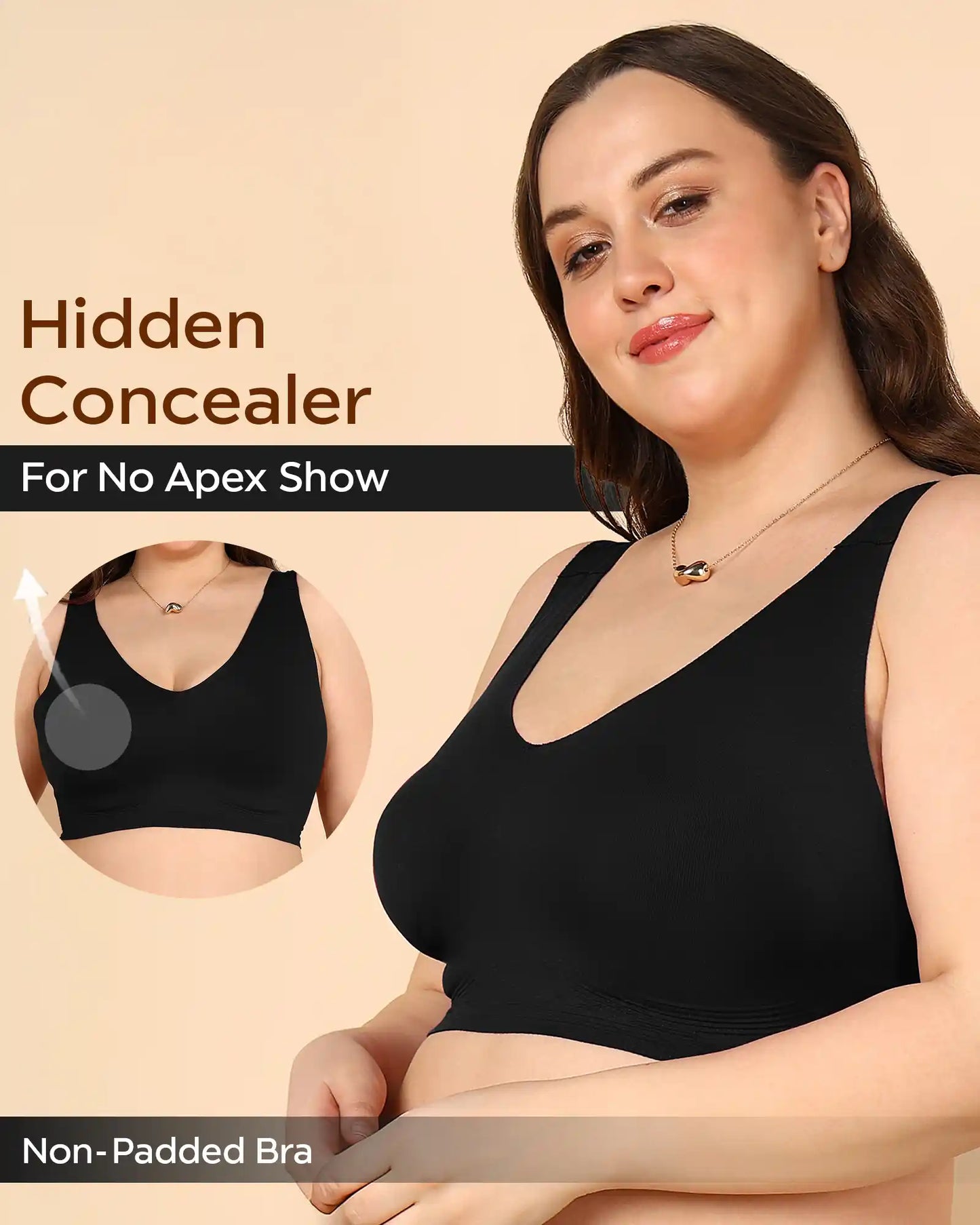Non-Padded Cotton Spandex Fit Bra (BLACK)