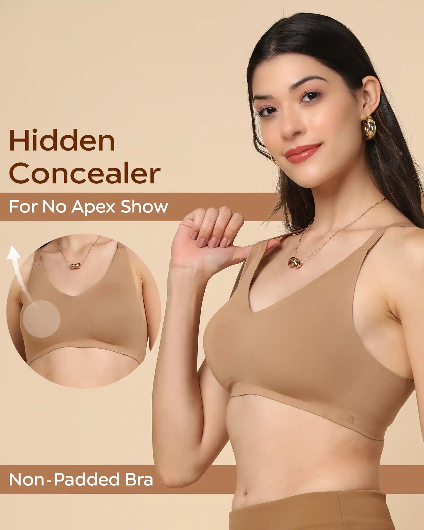 Non-Padded Cotton Spandex -Fit Bra (FAWN)