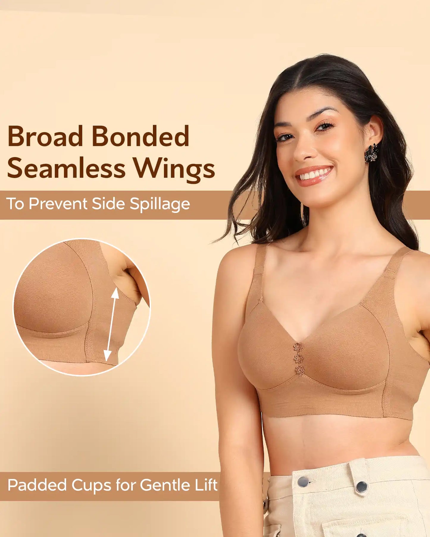 Fit Lightly Padded Cotton Bonded Seamless Minimiser ((TW-SB-9203)