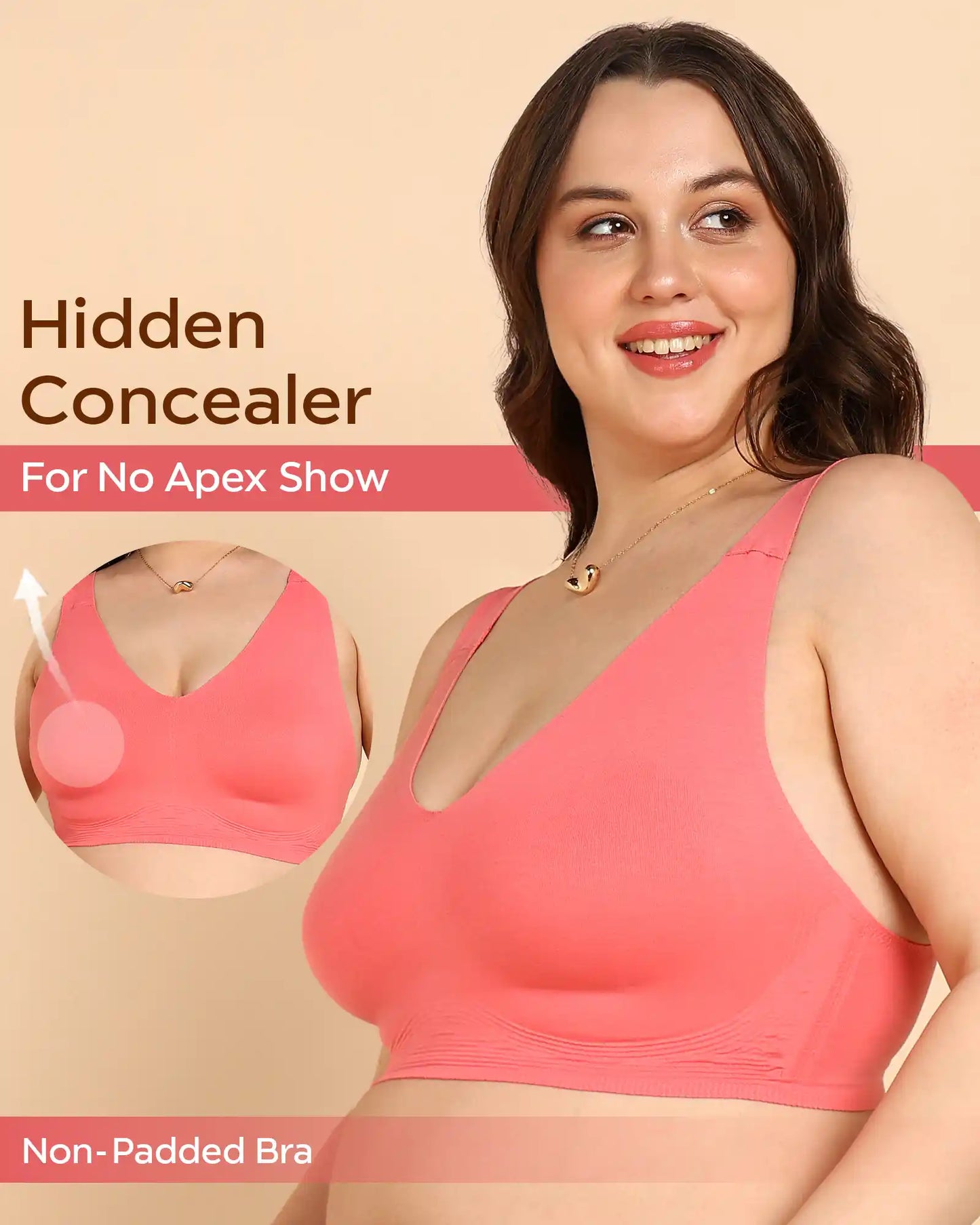 Non-Padded Cotton Spandex Fit Bra (CORAL)