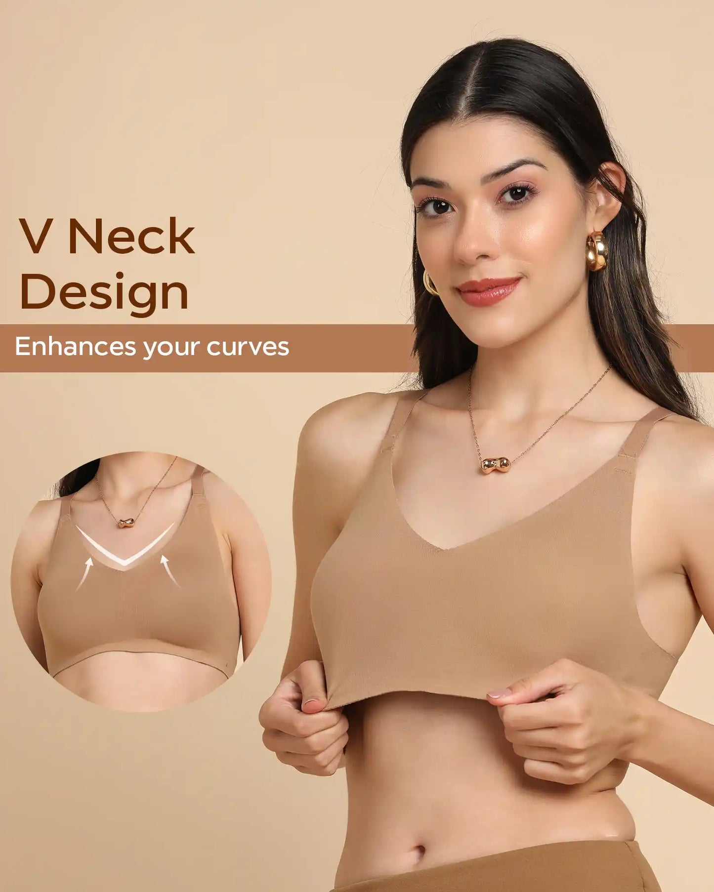 Non-Padded Cotton Spandex -Fit Bra (FAWN)