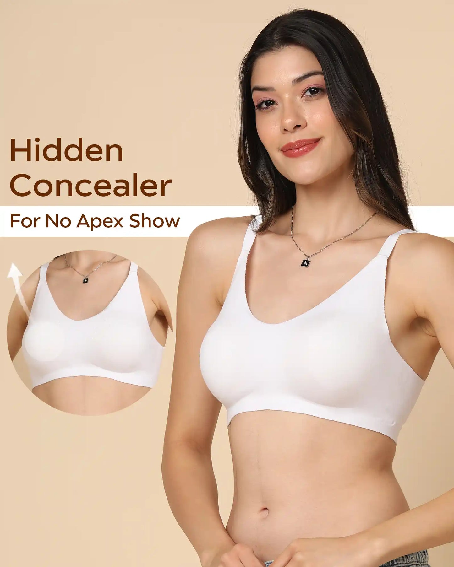 Non-Padded Cotton Spandex Fit Bra (WHITE)