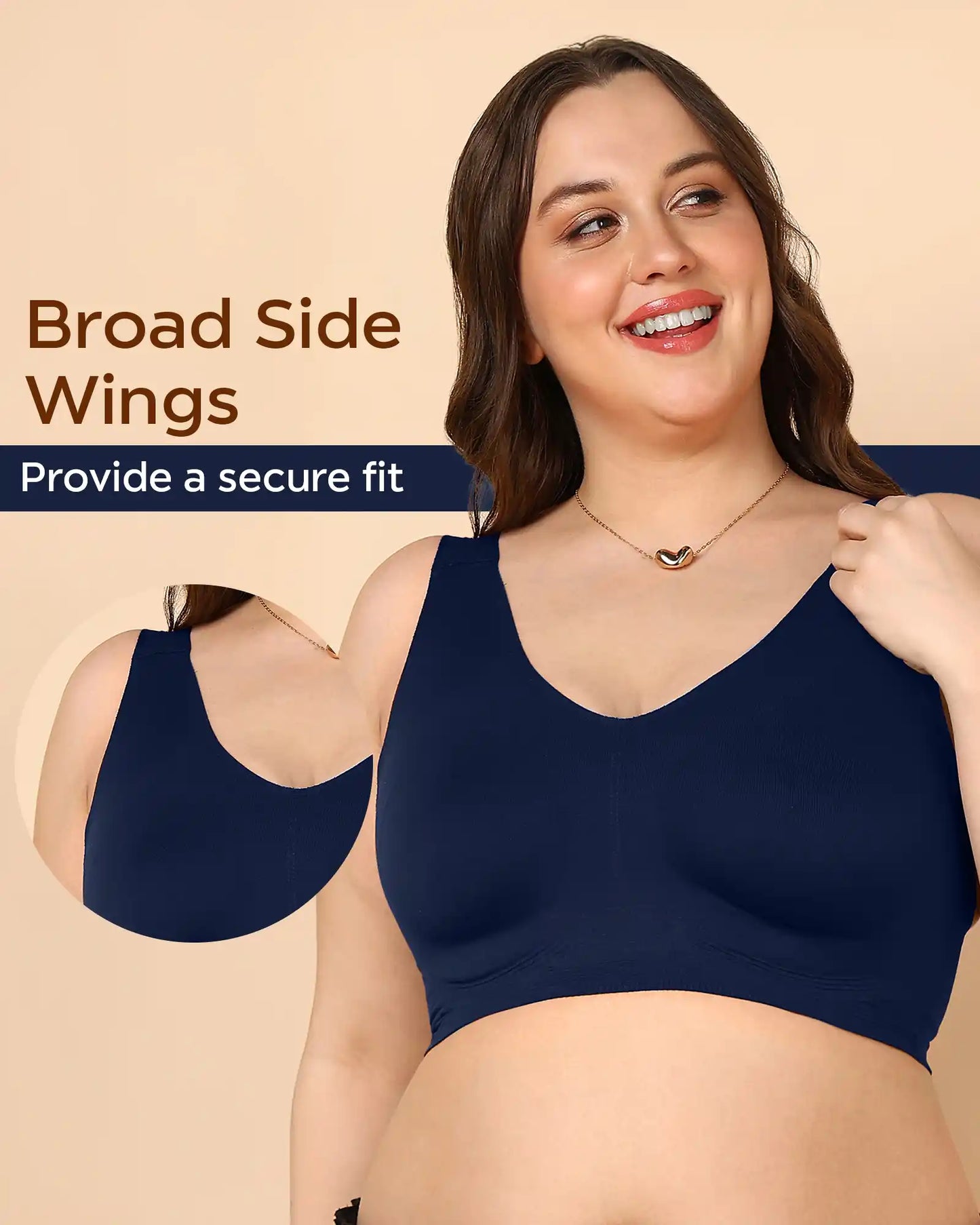Non-Padded Cotton Spandex Fit Bra (NAVY)