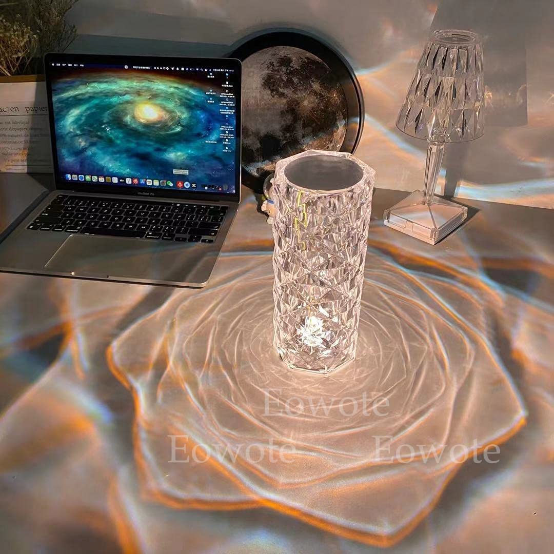 Crystal Table Lamp, 16 Colors Changing Rose Table Lamp, Touch Remote Control