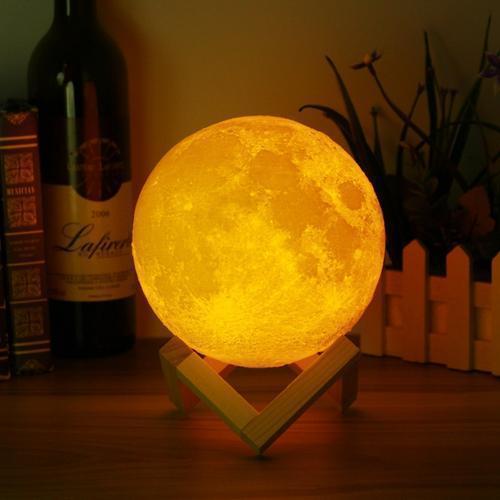 3D Magical Two Tone Moon Lamp USB Charging LED Night Light Touch Sensor