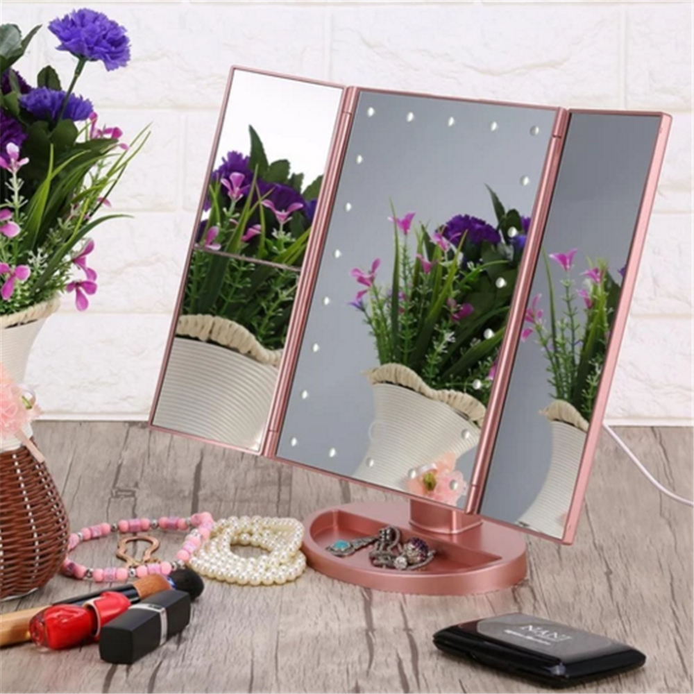 LED Lighted Tri-Fold Makeup Mirror