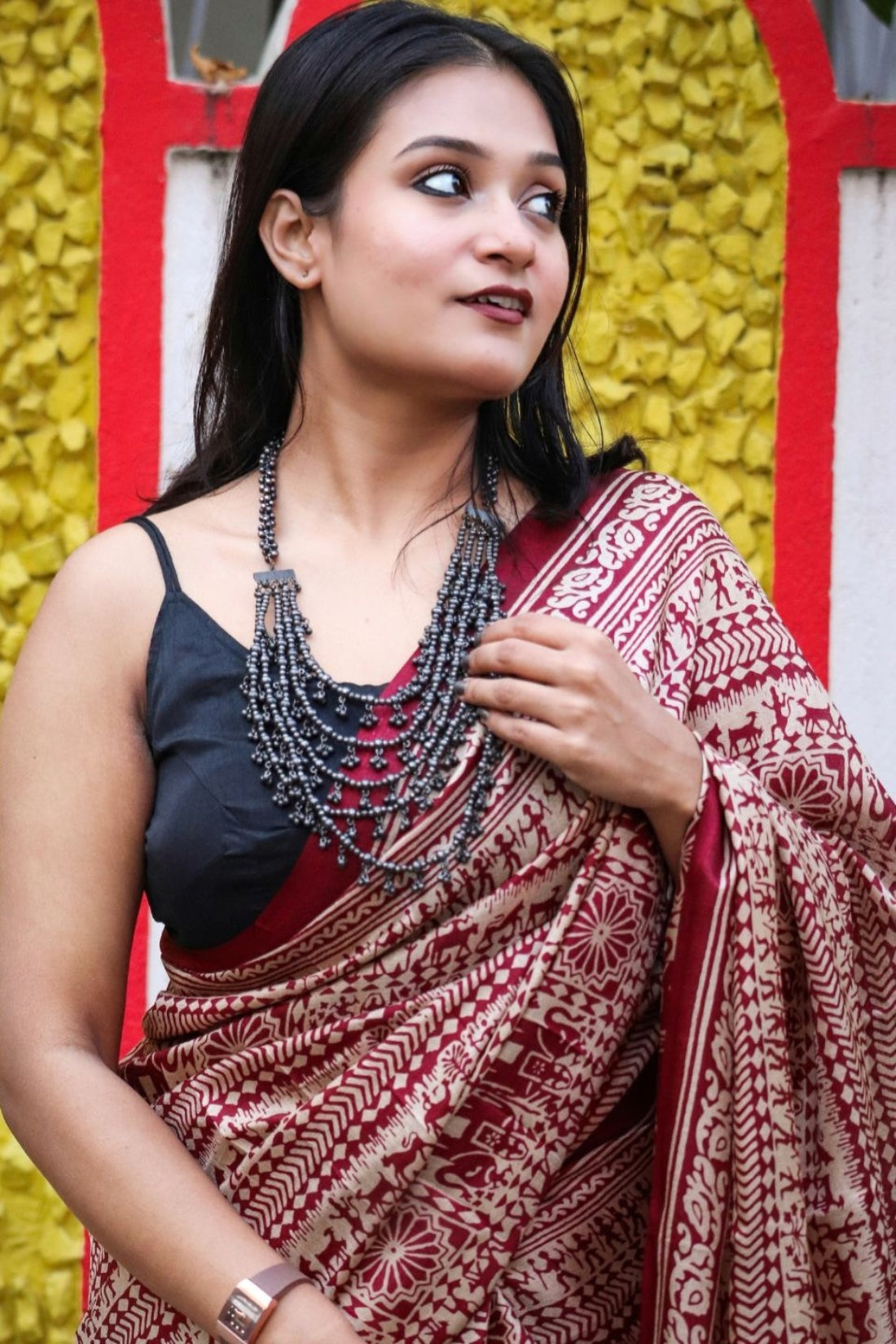 Charismatic Maroon 1 Minute Ready To Wear Digital Printed Crape Silk Saree