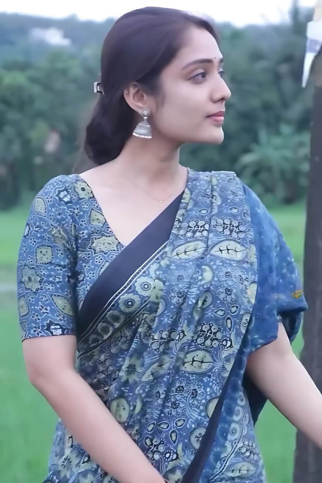 Supernal Blue 1 Minute Ready To Wear Digital Printed Crape Silk Saree