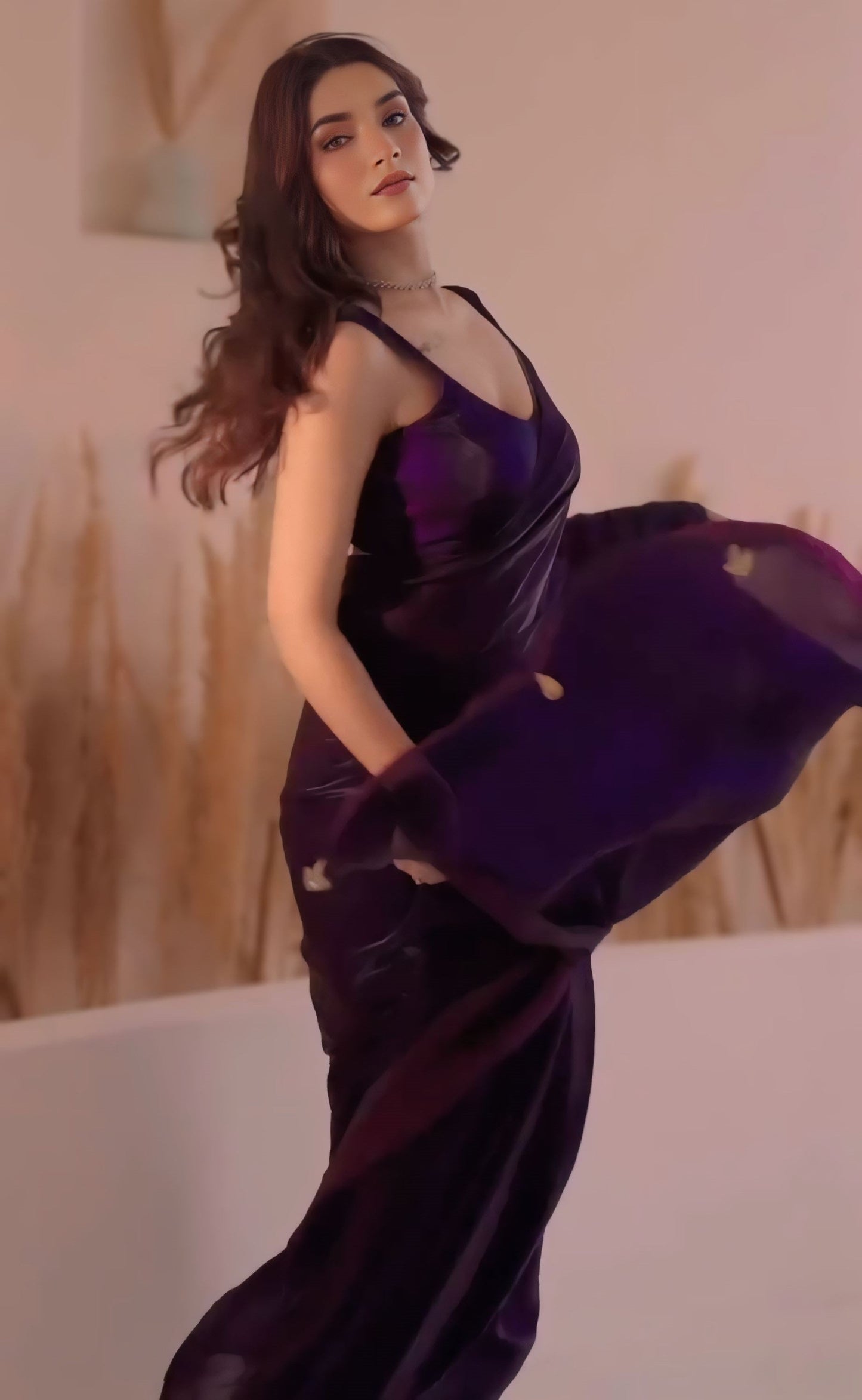 Conflate Purple Fancy Silk Saree With Glamorous Blouse Piece