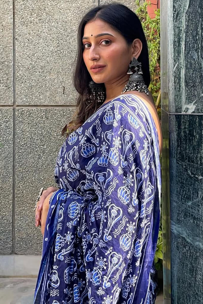 Sensational 1-Minute Ready To Wear Blue Cotton Saree