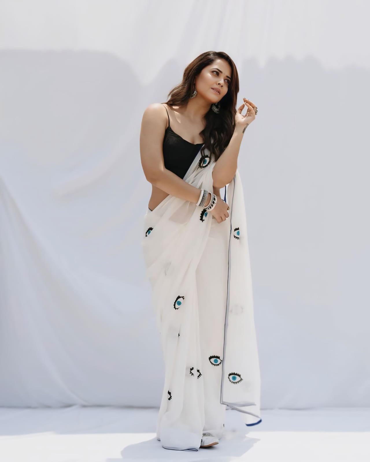 Whimsical 1-Minute Ready To Wear White Georgette Saree