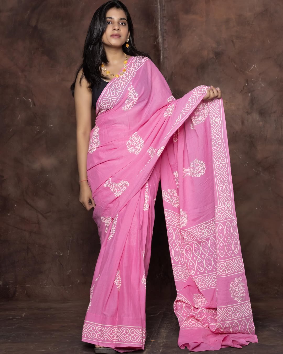 Dulcet 1 Minute Ready To Wear Pink Mul Cotton Digital Printed Saree With Pocket