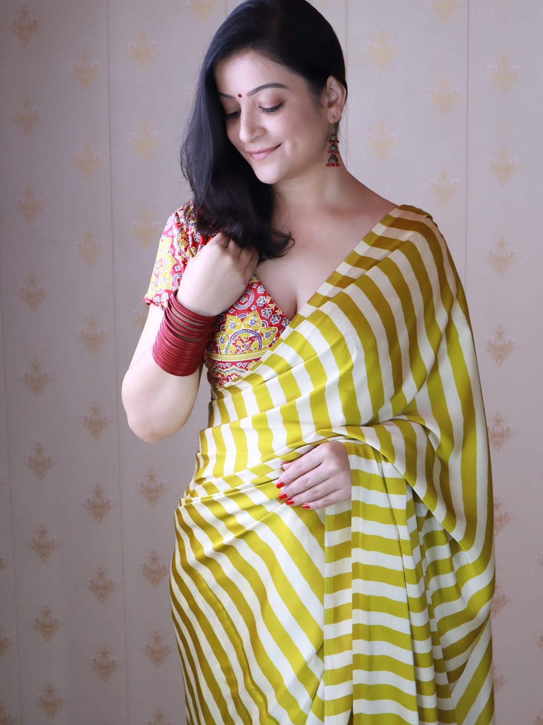 Ephemeral Black & Yellow 1 Minute Ready To Wear Digital Printed Crape Silk Saree