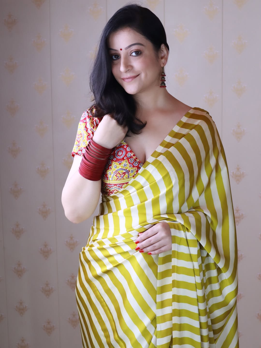 Ephemeral Black & Yellow 1 Minute Ready To Wear Digital Printed Crape Silk Saree